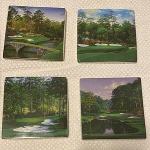 Scenic Augusta golf holes coasters